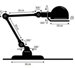 Lampe de bureau, Signal 2 bras, SI333, Gris granit, mat, Ø16cm, H60cm - Jielde