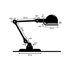 Lampe de bureau, Signal 2 bras, SI333, bourgogne, brillant, Ø16cm, H60cm - Jieldé