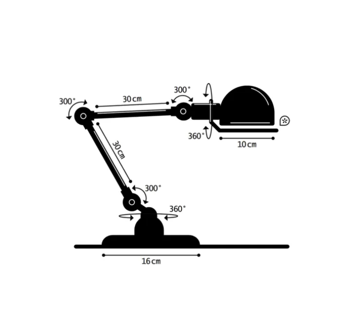 Lampe de bureau, Signal 2 bras, SI333, blanc, brillant, Ø16cm, H60cm - Jieldé