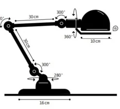 Lampe de bureau, Signal 2 bras, SI333, bleu pastel, Ø16cm, H60cm - Jieldé