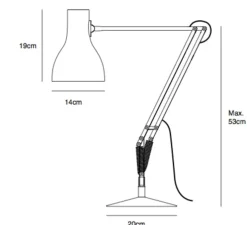 Lampe de bureau, Type 75, gris, 2700K, 470lm, Ø14cm, H57cm - Anglepoise
