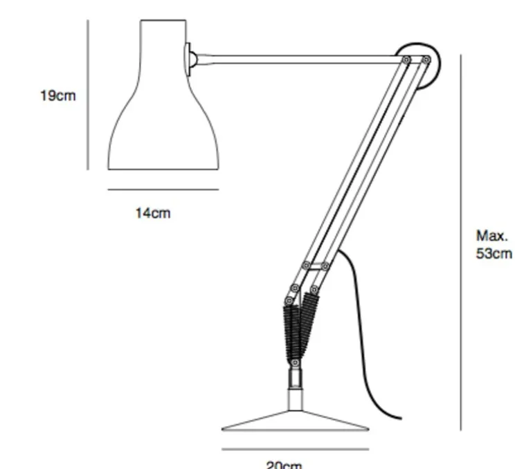 Lampe de bureau, Type 75, gris, 2700K, 470lm, Ø14cm, H57cm - Anglepoise