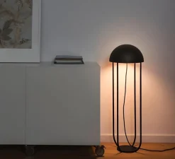 Lampe de sol, JELLYFISH, noir et or, LED, Ø29cm, H90cm - Faro