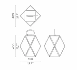 Lampe, lanterne d'extérieur, Muse, sur batterie, medium, bronze et ambre, IP65, LED, 3000k, 430 lm, Ø40cm, H40cm - Contardi