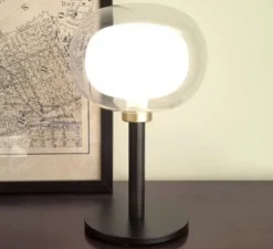 Lampe, NABILA-552.32, laiton, noir et blanc, Ø16cm, H19cm - Tooy