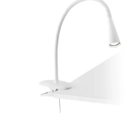 Lampe pince, Lena, blanc, LED, 120lm, 3000k, Ø6cm, H37cm - Faro