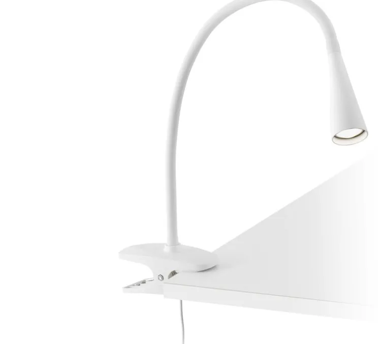 Lampe pince, Lena, blanc, LED, 120lm, 3000k, Ø6cm, H37cm - Faro
