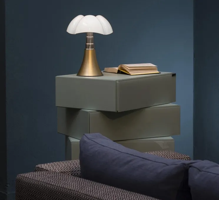 Lampe, PIPISTRELLO, medium, LED, 2700K, 850lm, variation, laiton satiné, H62cm, Ø40cm - Martinelli Luce