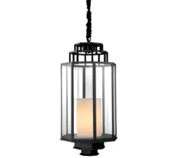 Lanterne, Monticello M, noir, verre transparent , Ø32,5cm, H69cm - Eichholtz