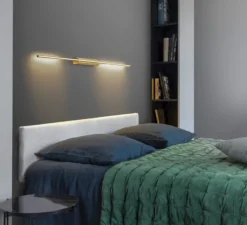 Liseuse murale double, Link XL, laiton satiné, LED, 2700K, 1650lm, L130cm, H4,4cm - CVL