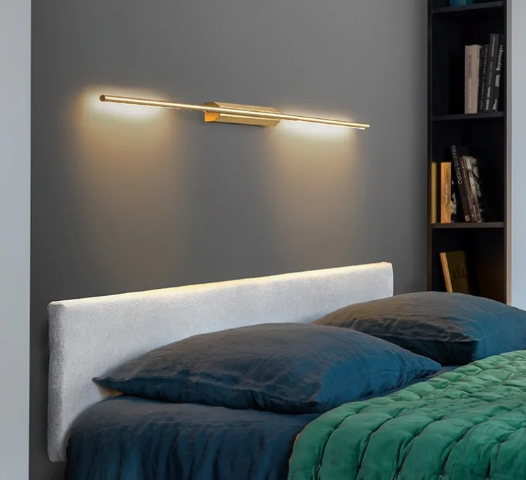 Liseuse murale double, Link XS, laiton satiné, LED, 2700K, 720lm, L61cm, H4,4cm - CVL