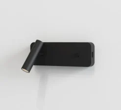 Liseuse murale, Enna Surface USB, noir mat, LED, 2700K, 134 lm, L8cm, H22,5cm - Astro