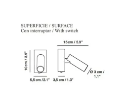 Liseuse murale, Jerry, nickel, LED, 3000K, 100 lm, L15cm, H10cm - Carpyen