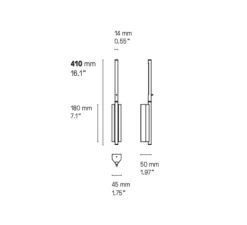 Liseuse murale, LINK 410, graphite satiné, sans interrupteur, LED, 2700k, 250lm, L4.5cm, H41cm - CVL