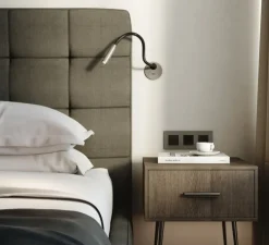 Liseuse murale, Lucca, encastrée, avec interrupteur, nickel mat, noir mat, LED, 2700k, 124 lm, Ø8,5cm, H40,4cm - Astro