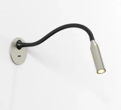 Liseuse murale, Lucca, encastrée, avec interrupteur, nickel mat, noir mat, LED, 2700k, 124 lm, Ø8,5cm, H40,4cm - Astro