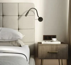 Liseuse murale, Lucca encastrée, avec interrupteur, noir mat, LED, 2700k, 124 lm, Ø8,5cm, H40,4cm - Astro