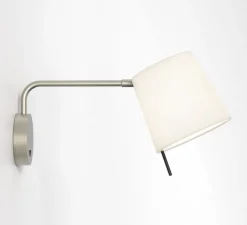 Liseuse murale, Mitsu Swing Arm, nickel mat, abat jour blanc brillant, L17,3cm, H21,8cm - Astro