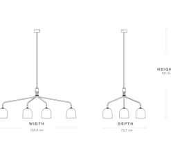Lustre 6 bras, Howard, bronze, laiton, L133,6cm, H60,4cm - Gubi