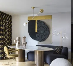 Lustre, 03 Collection 01, blanc, laiton , Ø110cm, H120cm - Magic Circus Editions