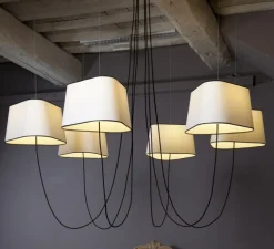 Lustre, 6 Grand Nuage, blanc, noir, Ø203cm - Designheure
