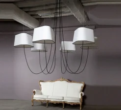 Lustre, 6 Grand Nuage, blanc, noir, Ø203cm - Designheure
