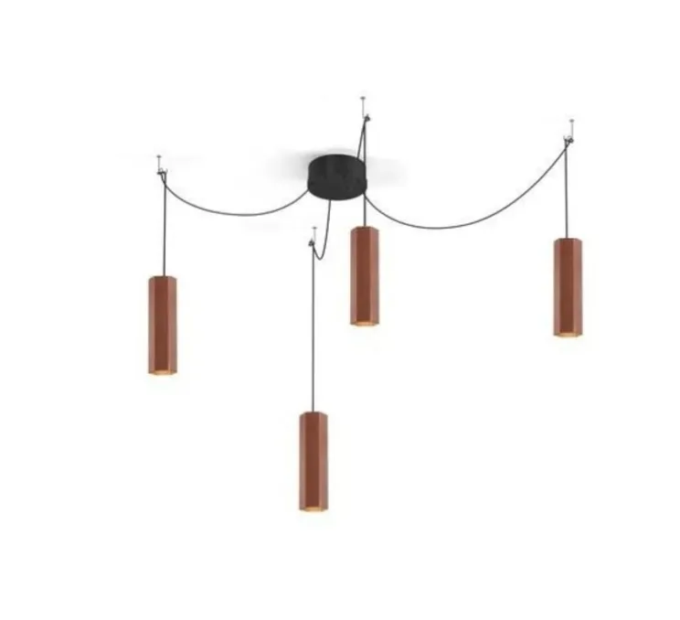 Lustre, 4 suspensions, HEXO MULTI 3.0 PAR16, cuivre, H30cm, Ø7,7cm - Wever&Ducré