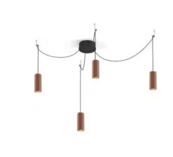 Lustre, 4 suspensions, HEXO MULTI 2.0 PAR16, cuivre, H20cm, Ø7,7cm - Wever&Ducré