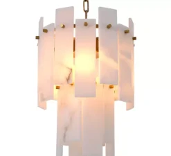 Lustre, Acevedo, Albâtre, laiton antique, Ø33cm, H43cm - Eichholtz