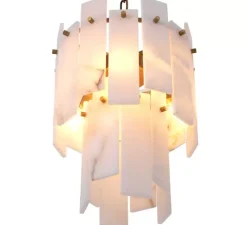 Lustre, Acevedo, Albâtre, laiton antique, Ø33cm, H43cm - Eichholtz