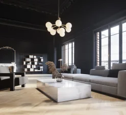 Lustre, Apiales 9, laiton brossé, verre opalin , Ø59,5cm, H39cm - Nuura