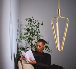 Lustre, Archangel 3 415, laiton, LED, dim, 2700K, lm, L29cm, H95-122,5cm - Rubn