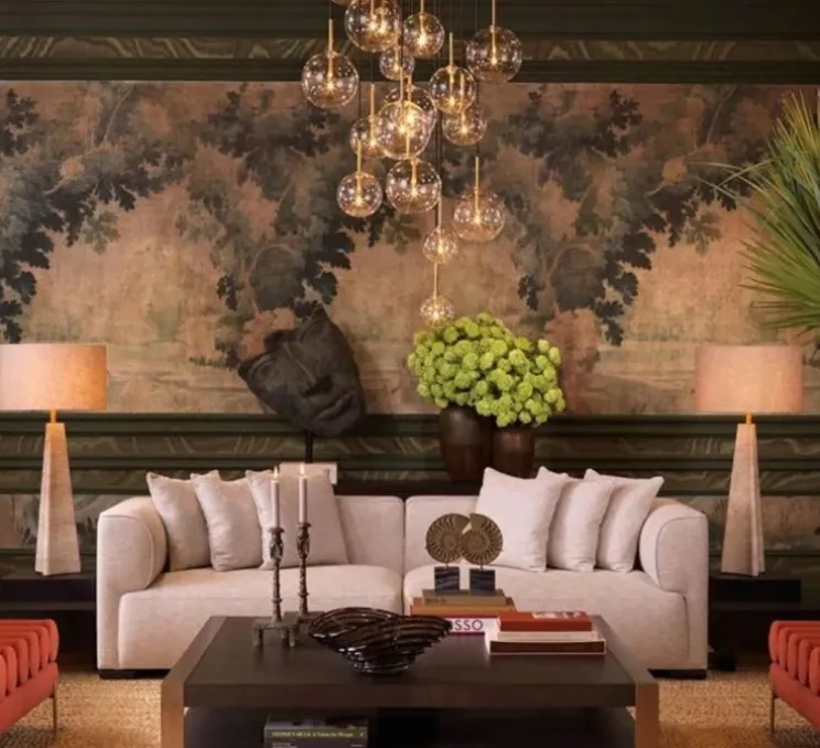 Lustre, Aulani, Laiton, transparent, Ø80cm, H125cm - Eichholtz