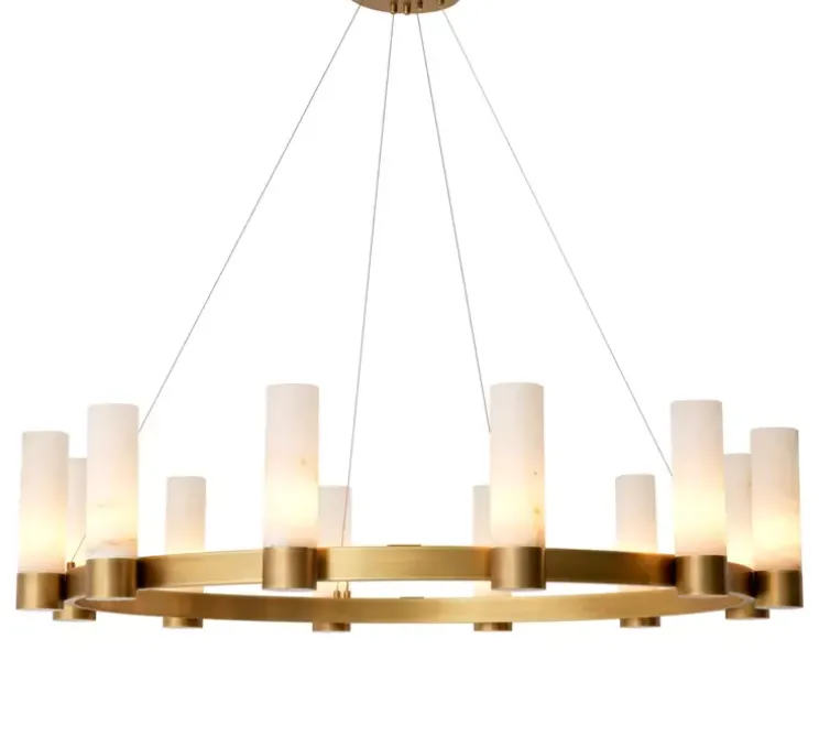 Lustre, Catsro, Albâtre, laiton antique, Ø136cm, H30cm - Eichholtz