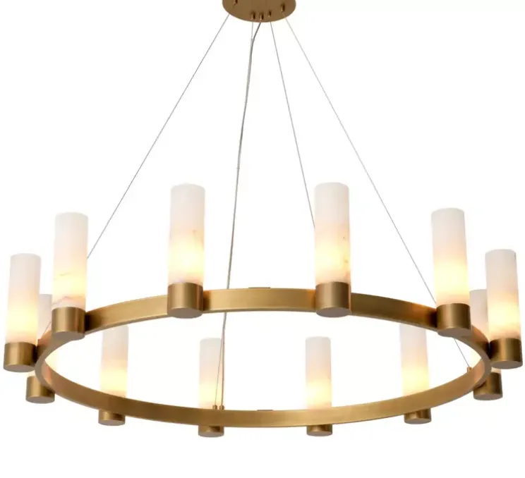 Lustre, Catsro, Albâtre, laiton antique, Ø136cm, H30cm - Eichholtz