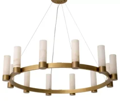 Lustre, Catsro, Albâtre, laiton antique, Ø136cm, H30cm - Eichholtz