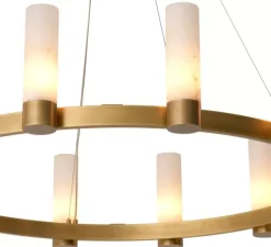 Lustre, Catsro, Albâtre, laiton antique, Ø136cm, H30cm - Eichholtz