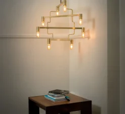 Lustre, Chandelier Kennedy, laiton, LED, 2700K, L73.6cm, H58.5cm - Rubn