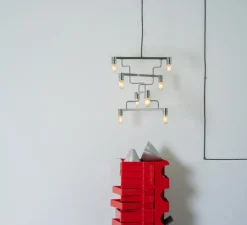 Lustre, Chandelier Kennedy, gris métallisé, LED, 2700K, L73.6cm, H58.5cm - Rubn