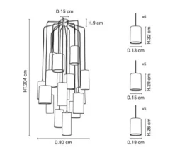 Lustre, Cosiness 16L, bouclette blanc, Ø80cm, H204cm - Market Set