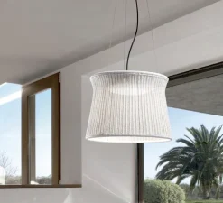 Lustre d'extérieur, Syra Outdoor , ivoire, IP66, LED, 4700k, 2700lm, Ø60cm, H45,3cm - Bover