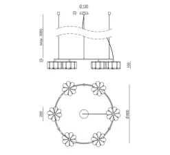Lustre, Flow C1339/6, noir, verre opalin, Ø80cm, H10cm-Aromas del Campo