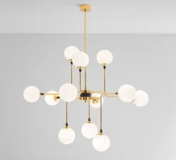 Lustre, Galassia, laiton, verre opalin, L120,4cm, H125, 2cm - Stilnovo