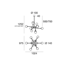 Lustre, Galassia, laiton, verre opalin, L120,4cm, H125, 2cm - Stilnovo