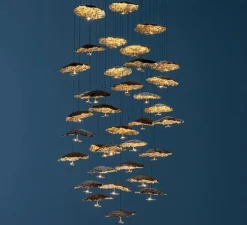 Lustre, Gold Moon 25, noir, or, cuivre, LED, dim, 2700K, 1575 lm, Ø78cm, H300cm - Catellani & Smith