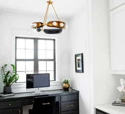 Lustre, Hopper, bronze brossé, laiton vintage, Ø81,2cm, H63,5cm - Hudson Valley Lighting