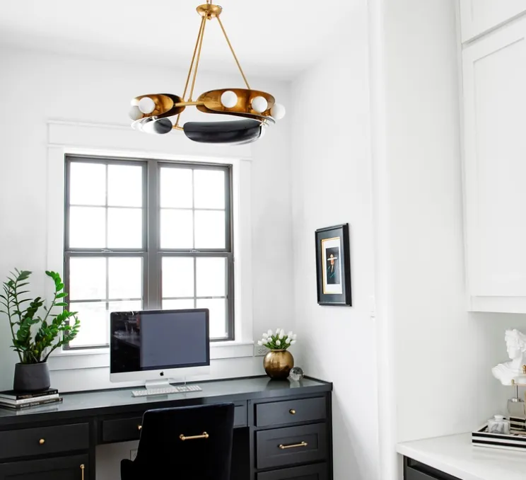 Lustre, Hopper, bronze brossé, laiton vintage, Ø81,2cm, H63,5cm - Hudson Valley Lighting