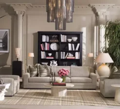 Lustre, Imperial, laiton brossé, verre fumé, Ø44cm, H106cm - Eichholtz