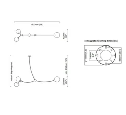 Lustre, Ivy Horizontal 3, verre fumé, L150cm, H60cm - CTO Lighting
