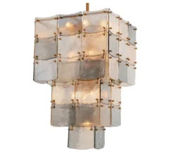 Lustre, Laurent, laiton antique, verre transparent coloré, Ø56cm, H86,5cm - Eichholtz